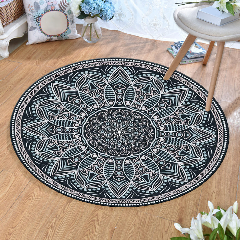Skorter | Ethnic Multicolor Print Carpet Polyester Persian Carpet Stain Resistant Machine Washable Non-Slip Carpet for the Living Room