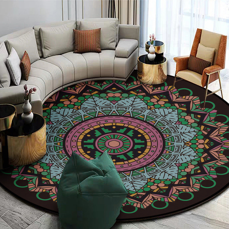 Skorter | Exotic Mandala EKRAN RUG Multicolor Persian Carpet Synthetic Washable Pet-Friendly Non-Slip Rug for Living Room