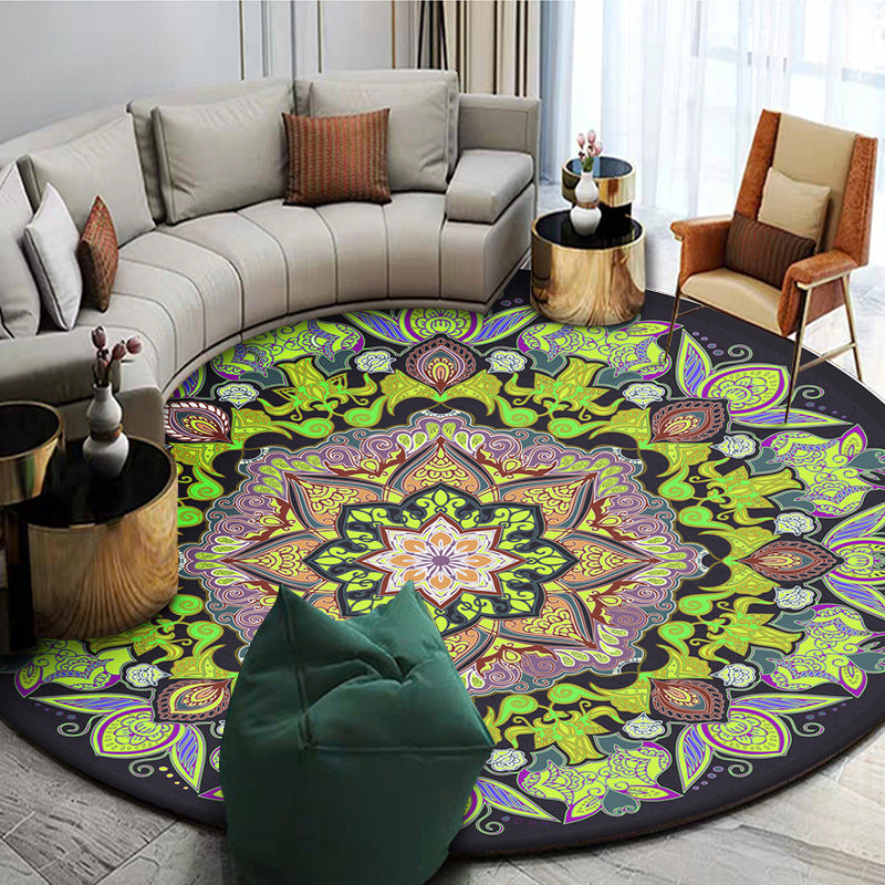 Skorter | Exotic Mandala EKRAN RUG Multicolor Persian Carpet Synthetic Washable Pet-Friendly Non-Slip Rug for Living Room