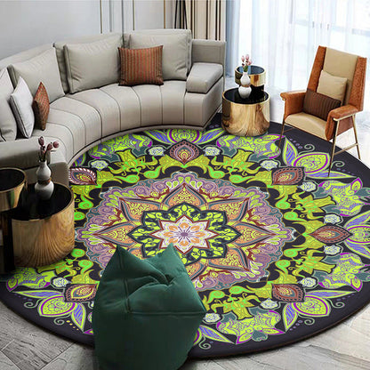 Skorter | Exotic Mandala EKRAN RUG Multicolor Persian Carpet Synthetic Washable Pet-Friendly Non-Slip Rug for Living Room