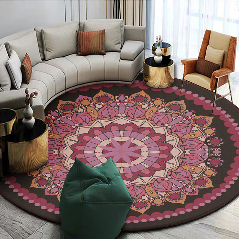 Skorter | Exotic Mandala EKRAN RUG Multicolor Persian Carpet Synthetic Washable Pet-Friendly Non-Slip Rug for Living Room