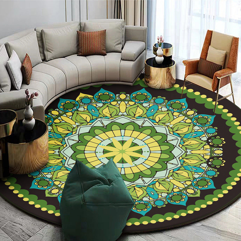 Skorter | Exotic Mandala EKRAN RUG Multicolor Persian Carpet Synthetic Washable Pet-Friendly Non-Slip Rug for Living Room