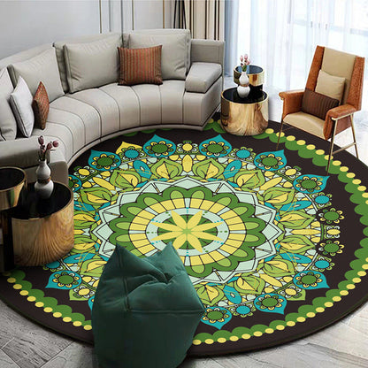 Skorter | Exotic Mandala EKRAN RUG Multicolor Persian Carpet Synthetic Washable Pet-Friendly Non-Slip Rug for Living Room