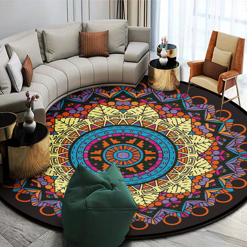 Skorter | Exotic Mandala EKRAN RUG Multicolor Persian Carpet Synthetic Washable Pet-Friendly Non-Slip Rug for Living Room
