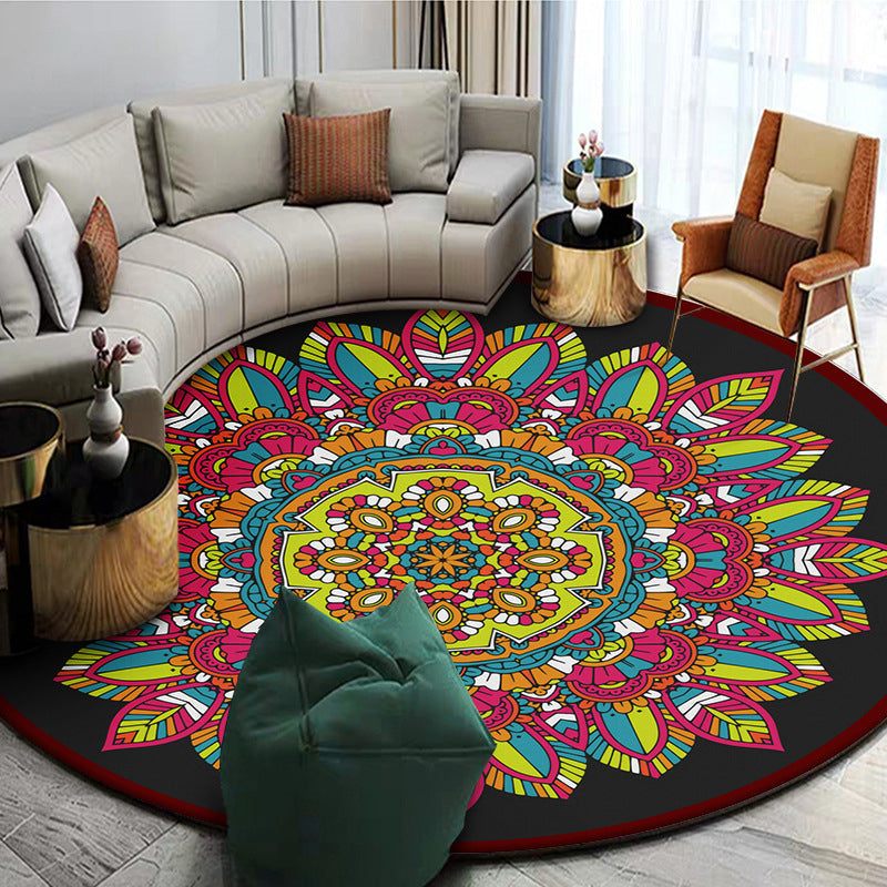 Skorter | Exotic Mandala EKRAN RUG Multicolor Persian Carpet Synthetic Washable Pet-Friendly Non-Slip Rug for Living Room