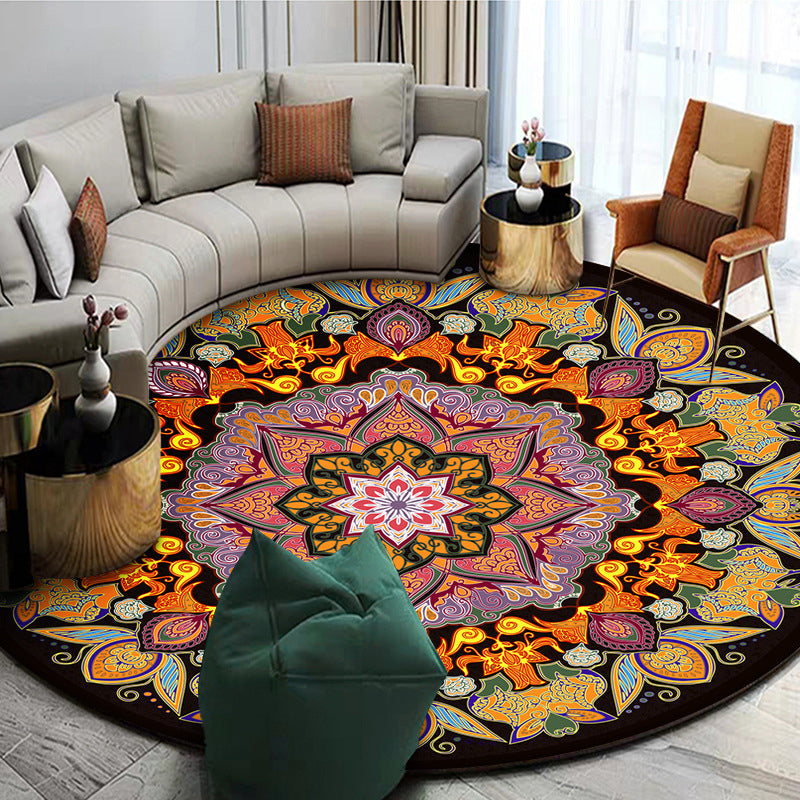 Skorter | Exotic Mandala EKRAN RUG Multicolor Persian Carpet Synthetic Washable Pet-Friendly Non-Slip Rug for Living Room