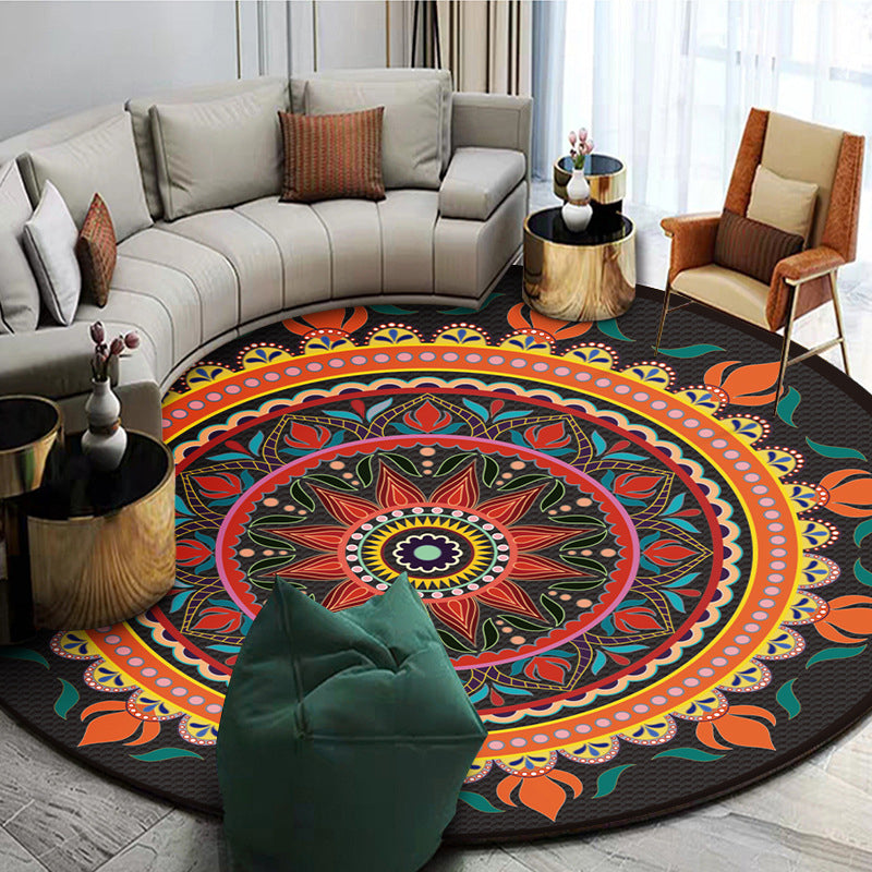 Skorter | Exotic Mandala EKRAN RUG Multicolor Persian Carpet Synthetic Washable Pet-Friendly Non-Slip Rug for Living Room