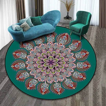 Skorter | Colorfully patterned folk art printed carpet polyester Moroccan carpet with non-slip backing pet-friendly machine washable carpet for guest room