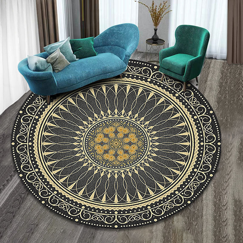 Skorter | Colorfully patterned folk art printed carpet polyester Moroccan carpet with non-slip backing pet-friendly machine washable carpet for guest room