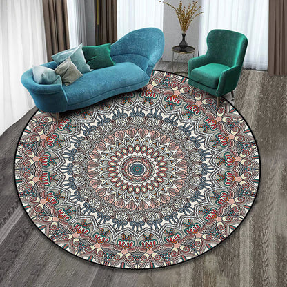 Skorter | Colorfully patterned folk art printed carpet polyester Moroccan carpet with non-slip backing pet-friendly machine washable carpet for guest room