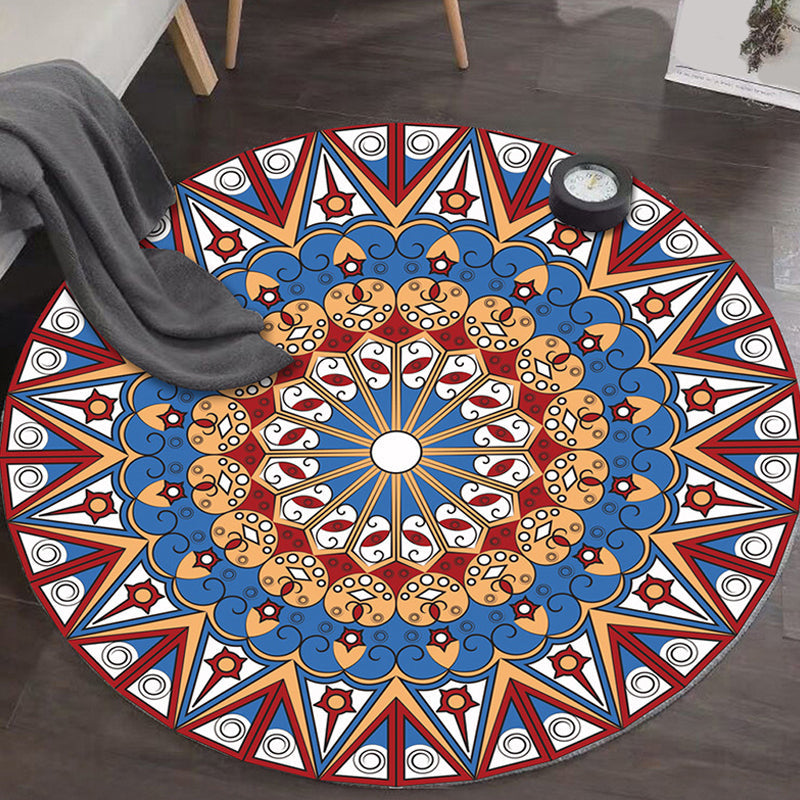 Skorter | Art Deco Moroccan Carpet Multicolored Mandala Carpet Pet-Friendly Machine Washable Non-Slip Rug for Bedroom