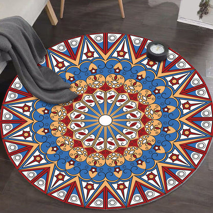 Skorter | Art Deco Moroccan Carpet Multicolored Mandala Carpet Pet-Friendly Machine Washable Non-Slip Rug for Bedroom