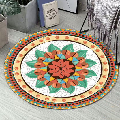 Skorter | Art Deco Moroccan Carpet Multicolored Mandala Carpet Pet-Friendly Machine Washable Non-Slip Rug for Bedroom