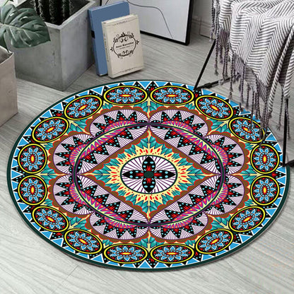 Skorter | Art Deco Moroccan Carpet Multicolored Mandala Carpet Pet-Friendly Machine Washable Non-Slip Rug for Bedroom
