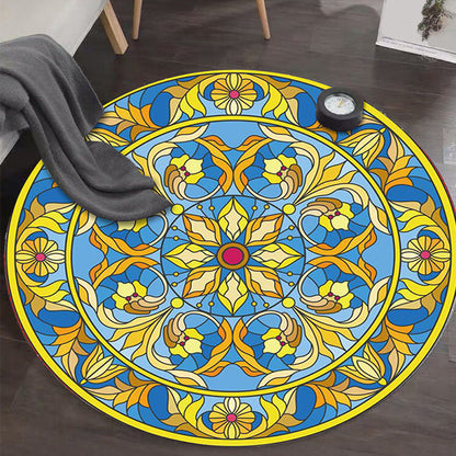 Skorter | Art Deco Moroccan Carpet Multicolored Mandala Carpet Pet-Friendly Machine Washable Non-Slip Rug for Bedroom
