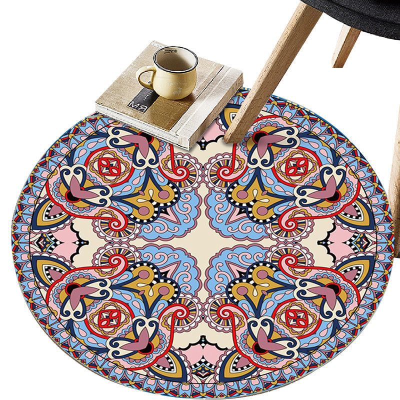Skorter | Art Deco Moroccan Carpet Multicolored Mandala Carpet Pet-Friendly Machine Washable Non-Slip Rug for Bedroom