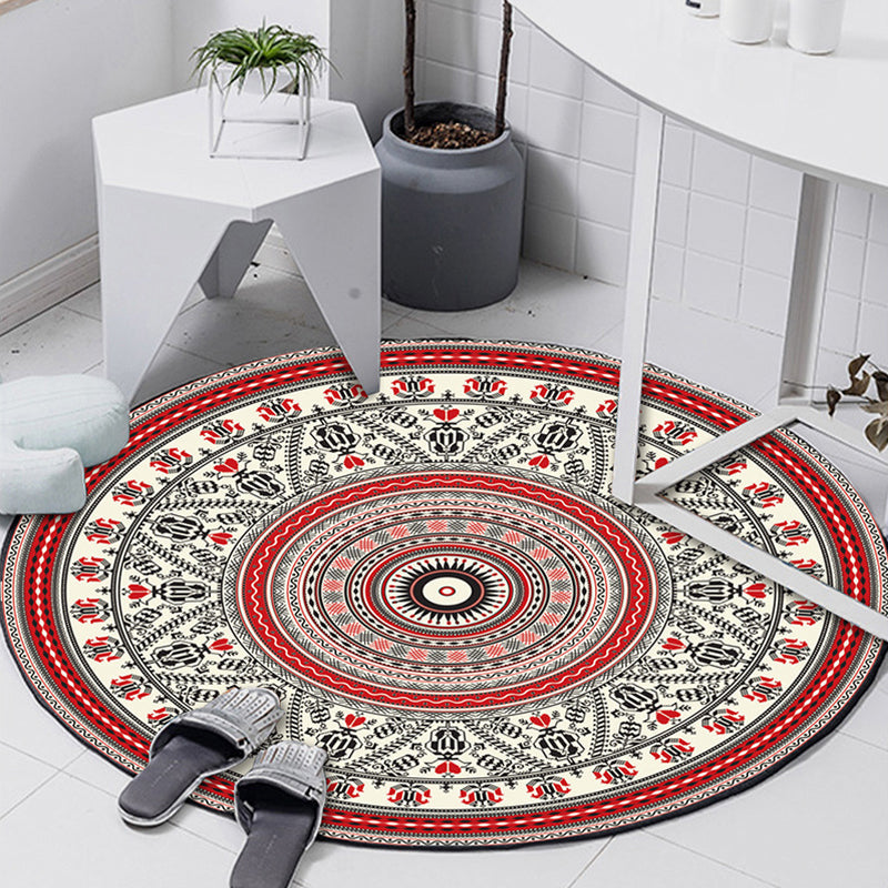 Skorter | Art Deco Moroccan Carpet Multicolored Mandala Carpet Pet-Friendly Machine Washable Non-Slip Rug for Bedroom