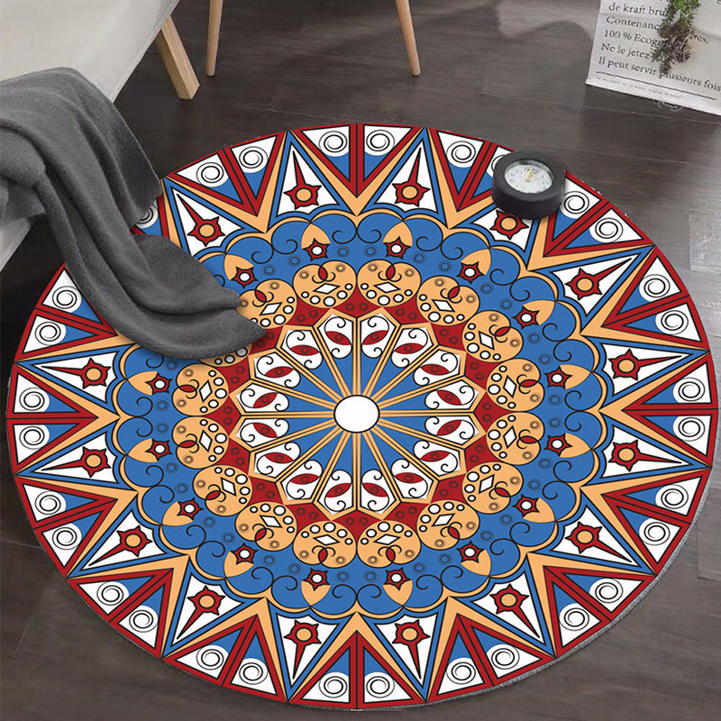 Skorter | Art Deco Moroccan Carpet Multicolored Mandala Carpet Pet-Friendly Machine Washable Non-Slip Rug for Bedroom
