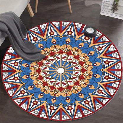Skorter | Art Deco Moroccan Carpet Multicolored Mandala Carpet Pet-Friendly Machine Washable Non-Slip Rug for Bedroom