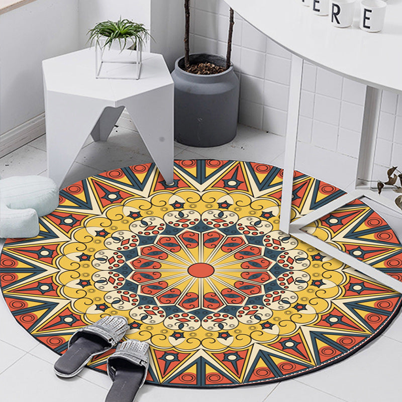 Skorter | Art Deco Moroccan Carpet Multicolored Mandala Carpet Pet-Friendly Machine Washable Non-Slip Rug for Bedroom
