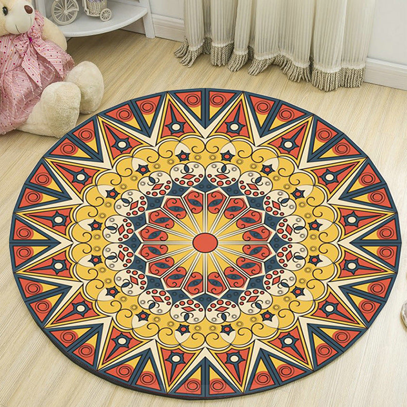 Skorter | Art Deco Moroccan Carpet Multicolored Mandala Carpet Pet-Friendly Machine Washable Non-Slip Rug for Bedroom