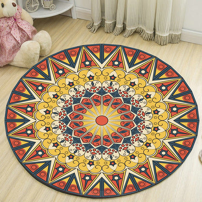 Skorter | Art Deco Moroccan Carpet Multicolored Mandala Carpet Pet-Friendly Machine Washable Non-Slip Rug for Bedroom