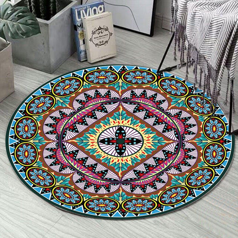 Skorter | Art Deco Moroccan Carpet Multicolored Mandala Carpet Pet-Friendly Machine Washable Non-Slip Rug for Bedroom