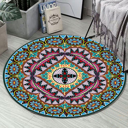 Skorter | Art Deco Moroccan Carpet Multicolored Mandala Carpet Pet-Friendly Machine Washable Non-Slip Rug for Bedroom