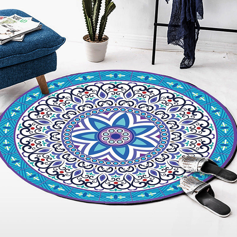 Skorter | Art Deco Moroccan Carpet Multicolored Mandala Carpet Pet-Friendly Machine Washable Non-Slip Rug for Bedroom