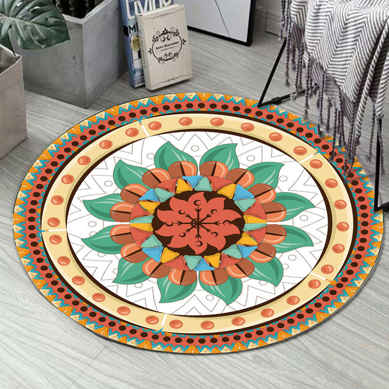 Skorter | Art Deco Moroccan Carpet Multicolored Mandala Carpet Pet-Friendly Machine Washable Non-Slip Rug for Bedroom