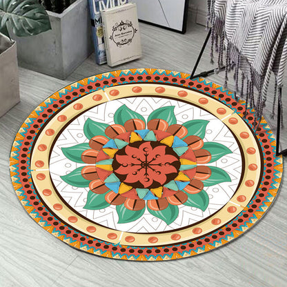 Skorter | Art Deco Moroccan Carpet Multicolored Mandala Carpet Pet-Friendly Machine Washable Non-Slip Rug for Bedroom
