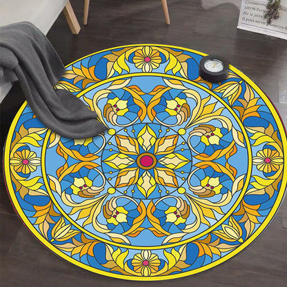 Skorter | Art Deco Moroccan Carpet Multicolored Mandala Carpet Pet-Friendly Machine Washable Non-Slip Rug for Bedroom