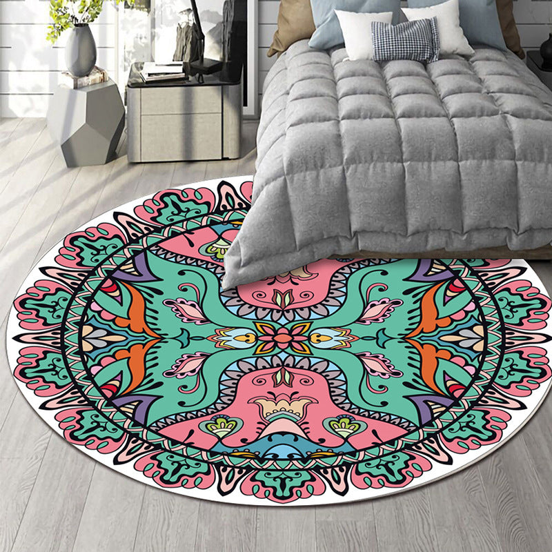 Skorter | Art Deco Moroccan Carpet Multicolored Mandala Carpet Pet-Friendly Machine Washable Non-Slip Rug for Bedroom