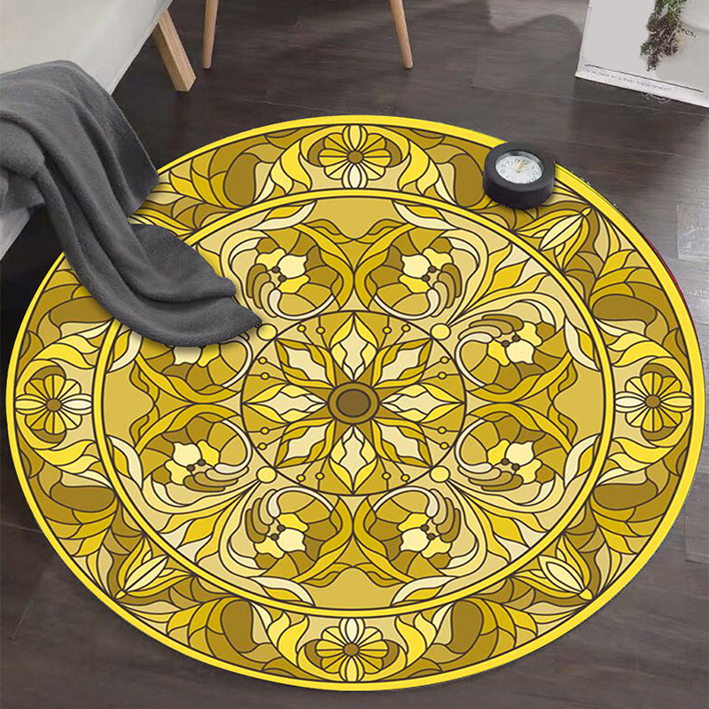Skorter | Art Deco Moroccan Carpet Multicolored Mandala Carpet Pet-Friendly Machine Washable Non-Slip Rug for Bedroom