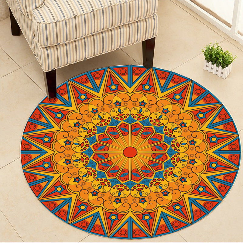 Skorter | Art Deco Moroccan Carpet Multicolored Mandala Carpet Pet-Friendly Machine Washable Non-Slip Rug for Bedroom