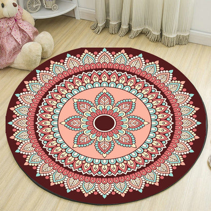 Skorter | Art Deco Moroccan Carpet Multicolored Mandala Carpet Pet-Friendly Machine Washable Non-Slip Rug for Bedroom