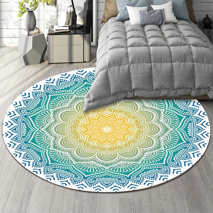 Skorter | Art Deco Moroccan Carpet Multicolored Mandala Carpet Pet-Friendly Machine Washable Non-Slip Rug for Bedroom