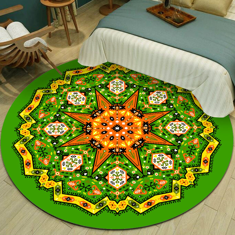 Skorter | Exotic Multicolor Mandala Rug Polypropylene Moroccan Rug Pet Friendly Machine Washable Non-Slip Backing Rug for Bedroom