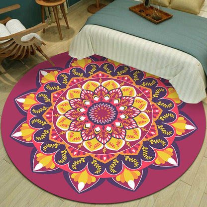Skorter | Exotic Multicolor Mandala Rug Polypropylene Moroccan Rug Pet Friendly Machine Washable Non-Slip Backing Rug for Bedroom
