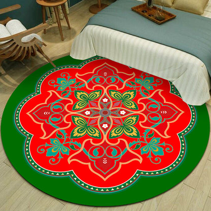 Skorter | Exotic Multicolor Mandala Rug Polypropylene Moroccan Rug Pet Friendly Machine Washable Non-Slip Backing Rug for Bedroom