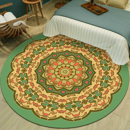 Skorter | Exotic Multicolor Mandala Rug Polypropylene Moroccan Rug Pet Friendly Machine Washable Non-Slip Backing Rug for Bedroom