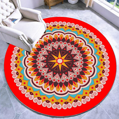 Skorter | Beautiful mandala patterned rug Multicolored Moroccan area rug Polyester pet friendly stain resistant non-slip backing rug for tea room