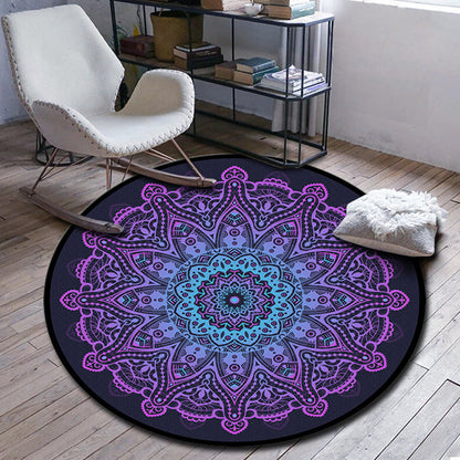 Skorter | Folks Multicolor Mandala Rug Synthetic Moroccan Rug Machine Washable Non-Slip Pet Friendly Living Room Rug