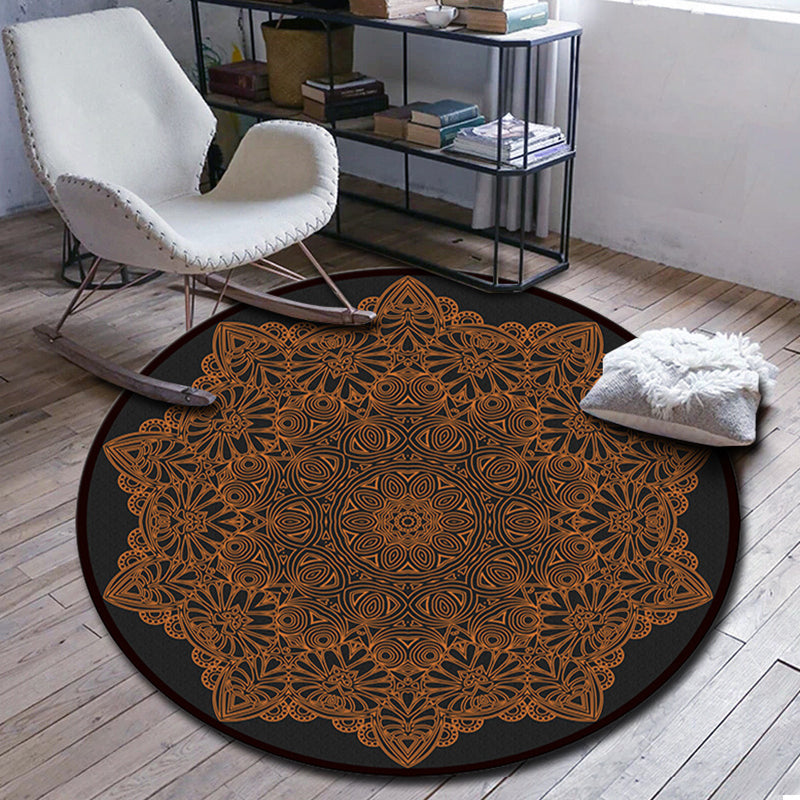 Skorter | Folks Multicolor Mandala Rug Synthetic Moroccan Rug Machine Washable Non-Slip Pet Friendly Living Room Rug