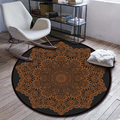 Skorter | Folks Multicolor Mandala Rug Synthetic Moroccan Rug Machine Washable Non-Slip Pet Friendly Living Room Rug