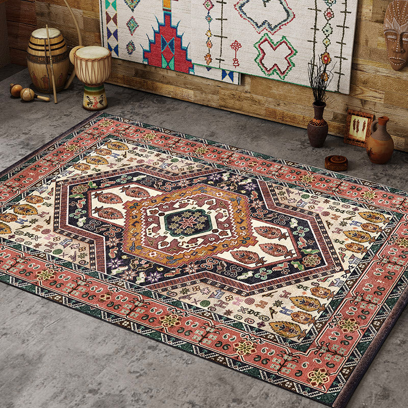 Skorter | Antique Moroccan rug with colorful geometric pattern, non-slip, pet-friendly, stain-resistant rug for the room