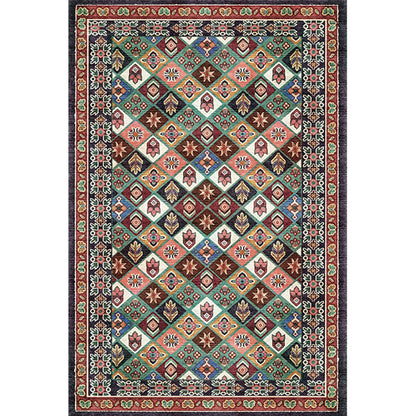 Skorter | Antique Moroccan rug with colorful geometric pattern, non-slip, pet-friendly, stain-resistant rug for the room
