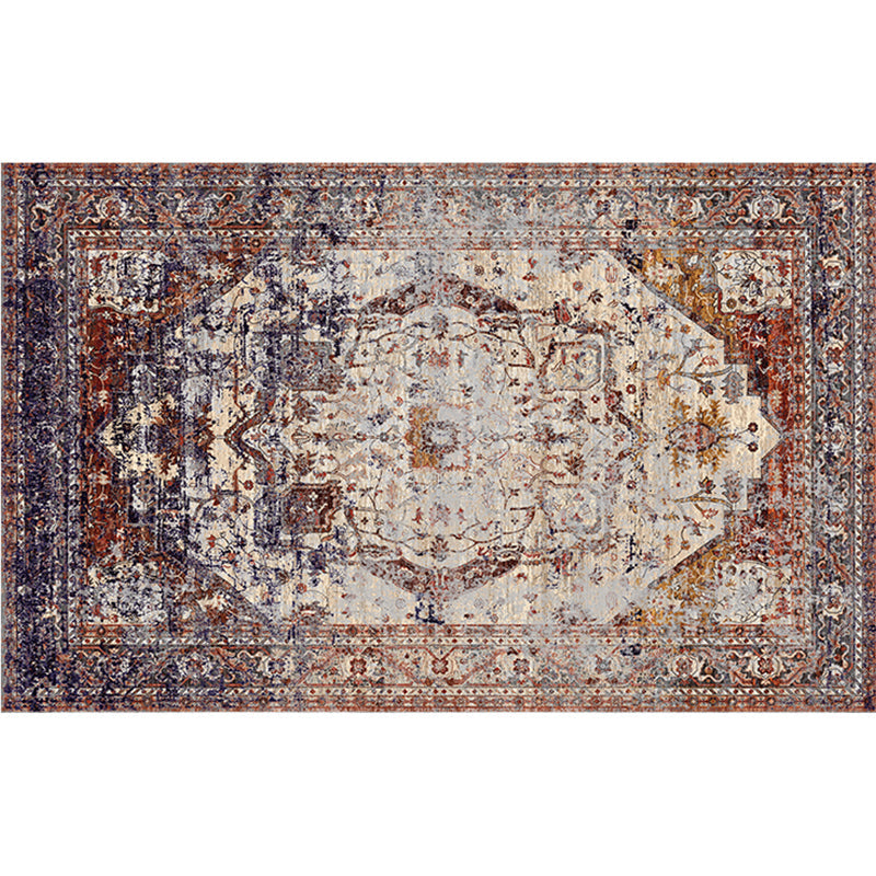 Skorter | Empire Print Rug Multicolored Moroccan Rug Polyester Non-Slip Back Machine Washable Pet-Friendly Rug for Living Room