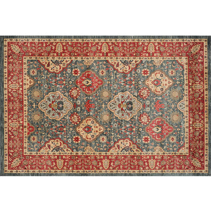 Skorter | Empire Print Rug Multicolored Moroccan Rug Polyester Non-Slip Back Machine Washable Pet-Friendly Rug for Living Room