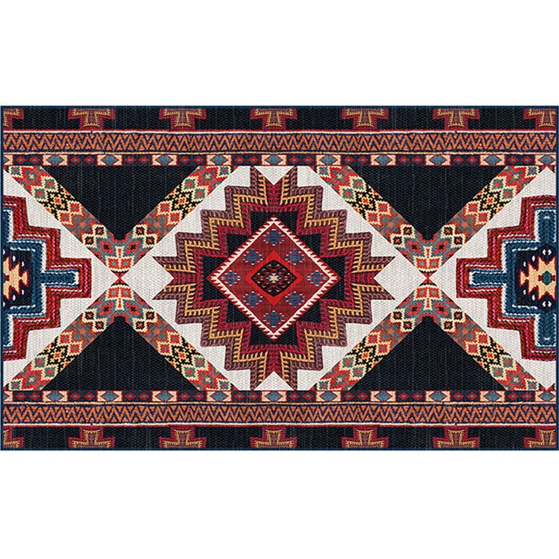 Skorter | Empire Print Rug Multicolored Moroccan Rug Polyester Non-Slip Back Machine Washable Pet-Friendly Rug for Living Room